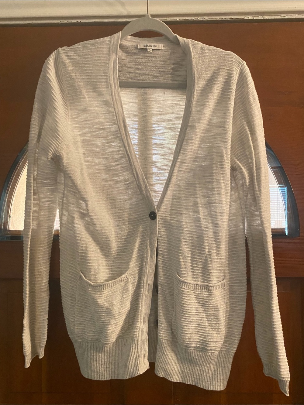 Madewell Cream Ribbed button down Pocket Cardigan